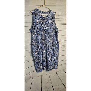 J. Jill Women's Sleeveless Sea Life Print Dress SZ 2x Cotton Modal Blend Blue...